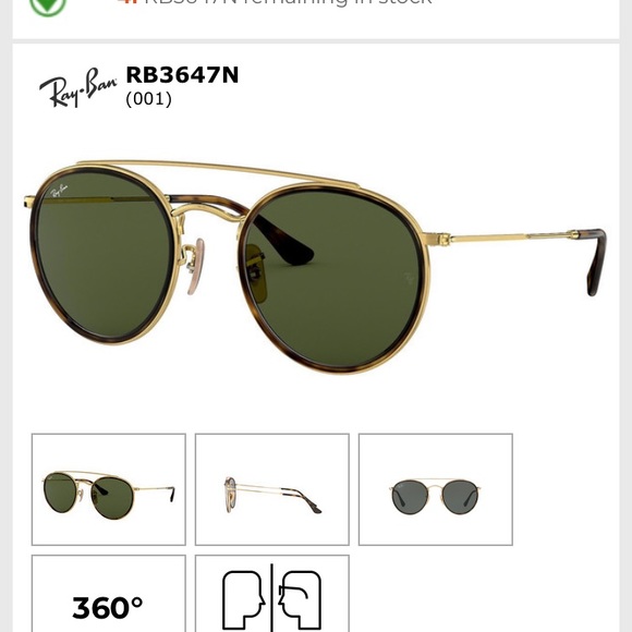 Gold Ray Bans with polarized lenses - Picture 3 of 3